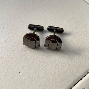 Salvatore Ferragamo Gunmetal Gancini Cufflinks